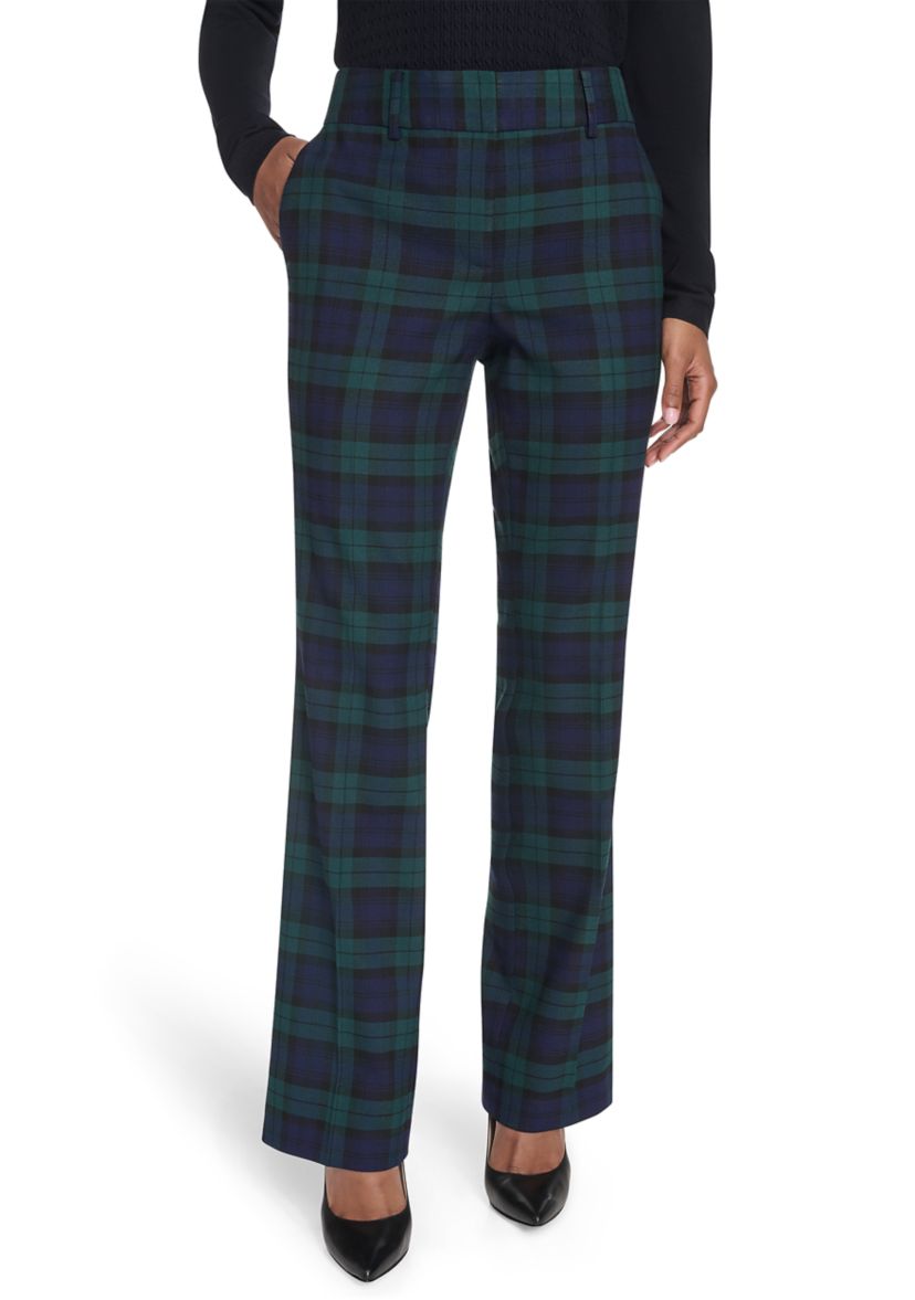 Womens Black Watch Plaid Bootcut Pants