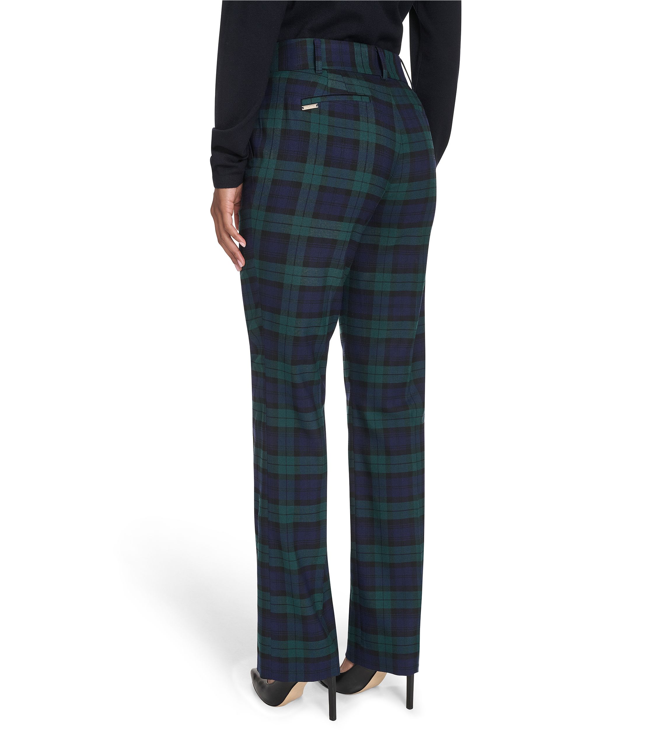 Womens Black Watch Plaid Bootcut Pants