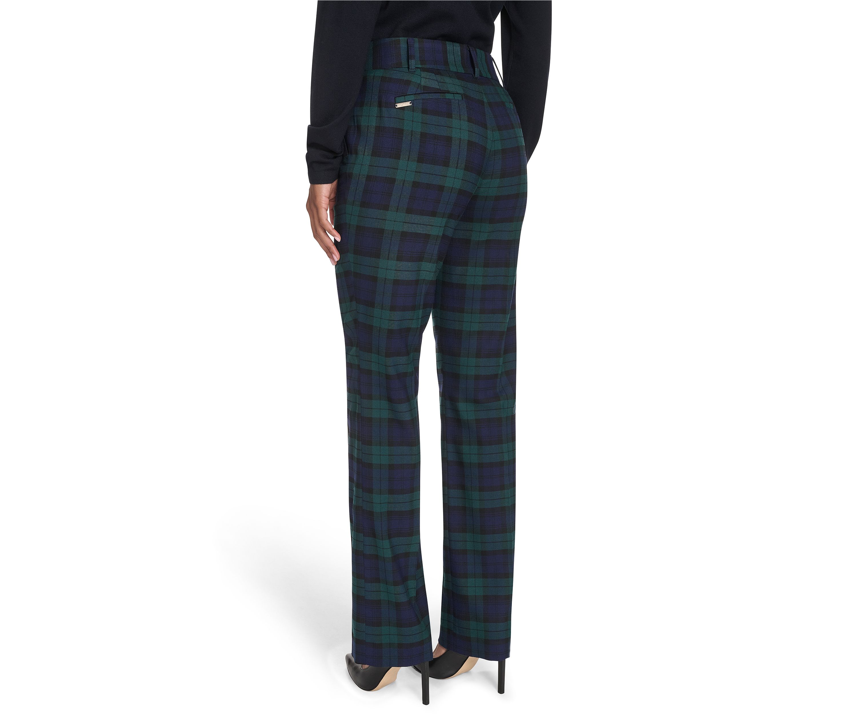 Womens Black Watch Plaid Bootcut Pants