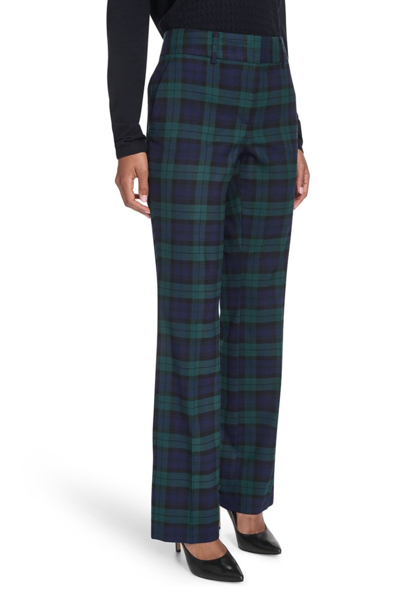 Womens Black Watch Plaid Bootcut Pants