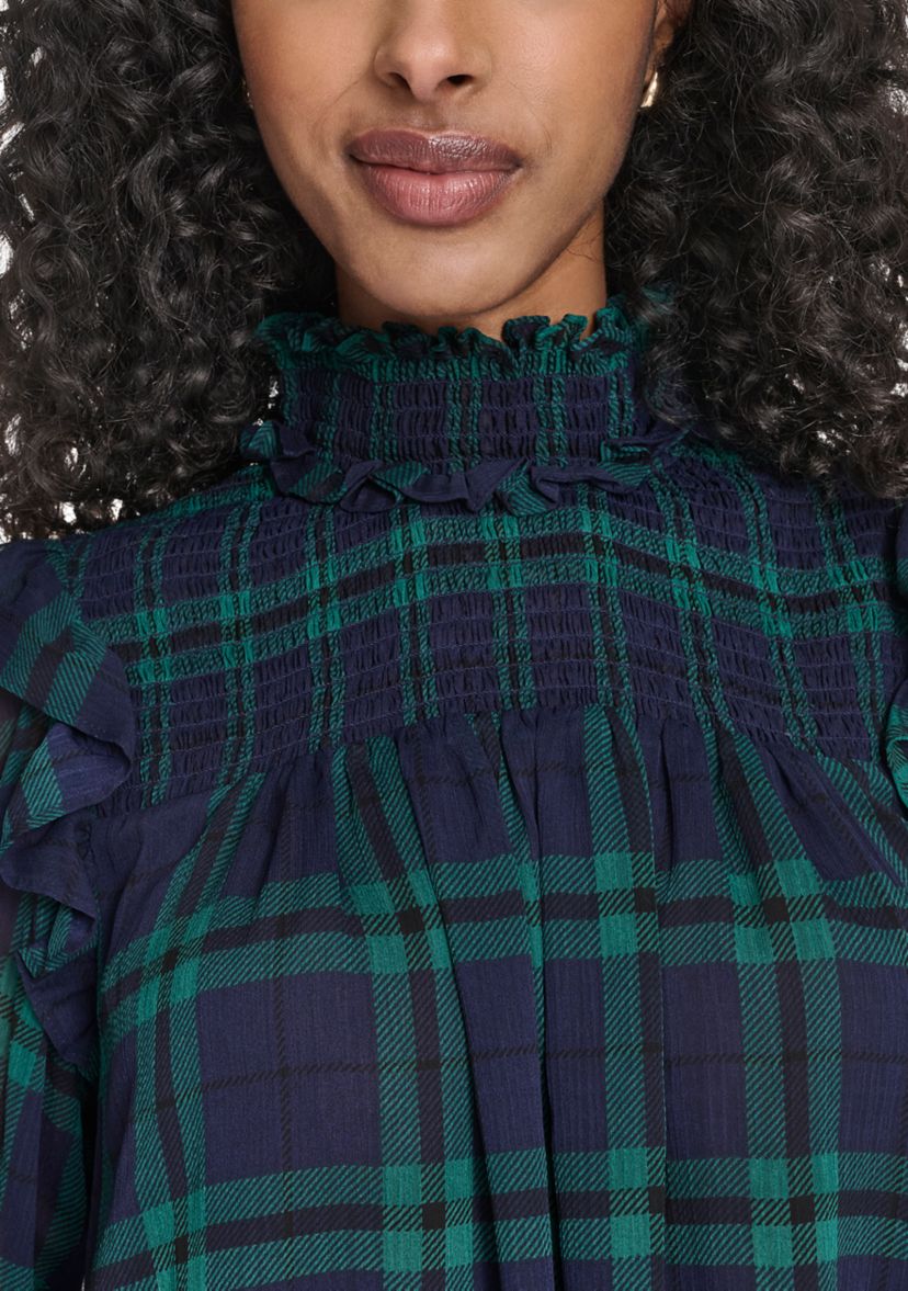 Womens Plaid Peasant Blouse