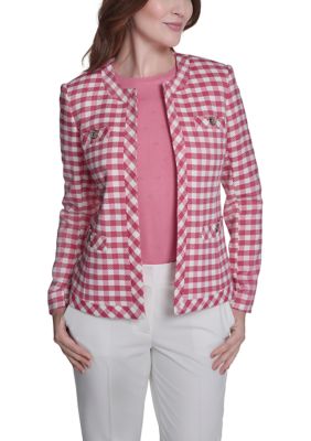 Tommy Hilfiger Women's Gingham Band Jacket, Pink, 2