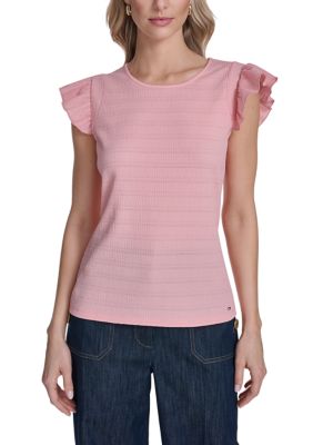 Tommy Hilfiger Women's Flutter Top, Pink, Small