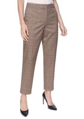 Tommy Hilfiger Women's Sloane Plaid Slim-Leg Ankle Pants, 12