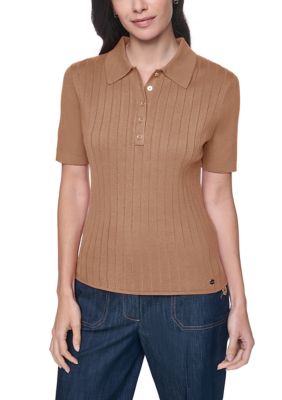 Tommy Hilfiger Women's Short Sleeve Polo Sweater, Small