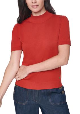 Tommy Hilfiger Women's Puff Sleeve Mock Neck Sweater