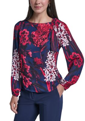 Tommy Hilfiger Women's Tie Neck Floral Blouse