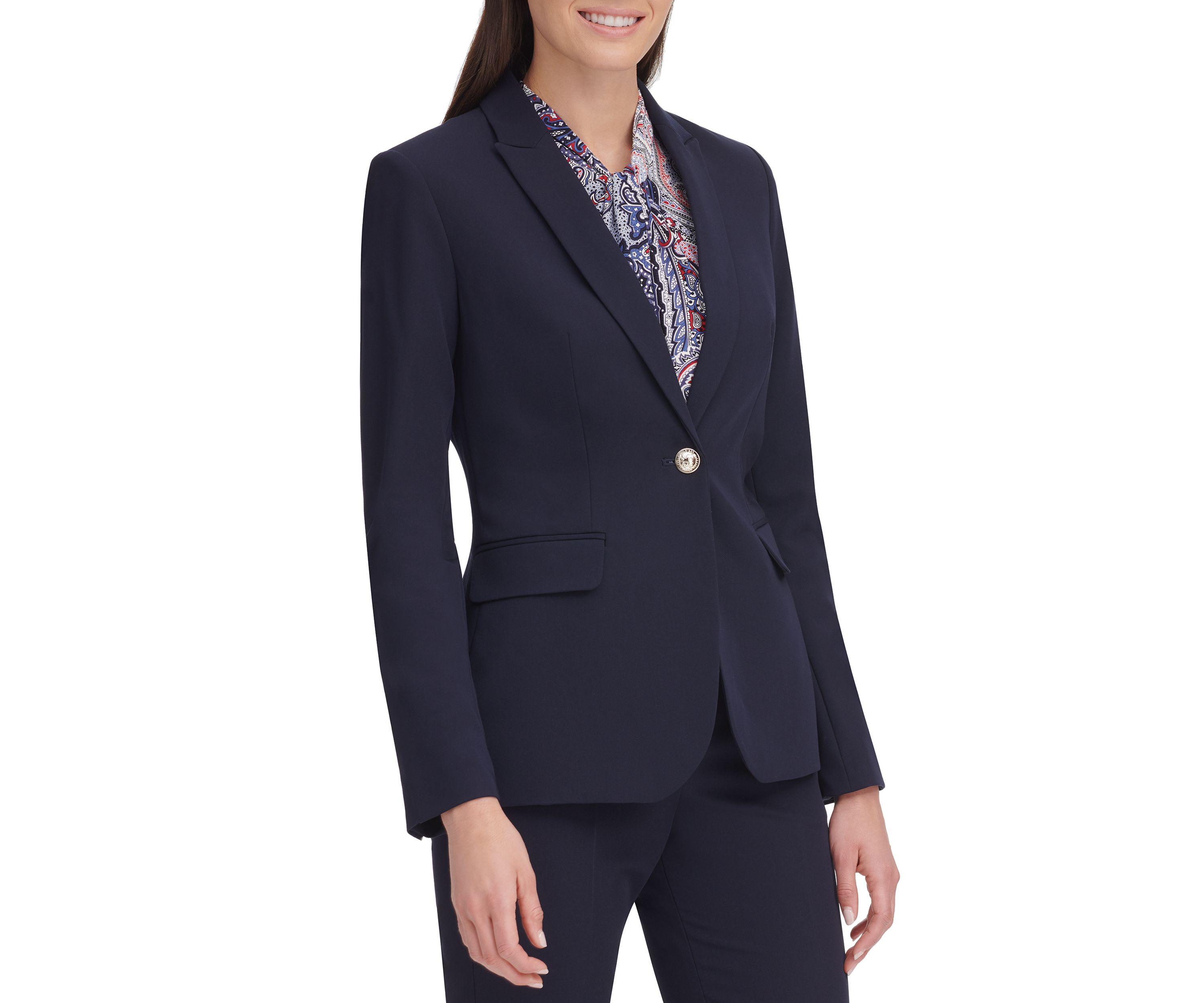 Womens 1 Button Twill Suit Jacket
