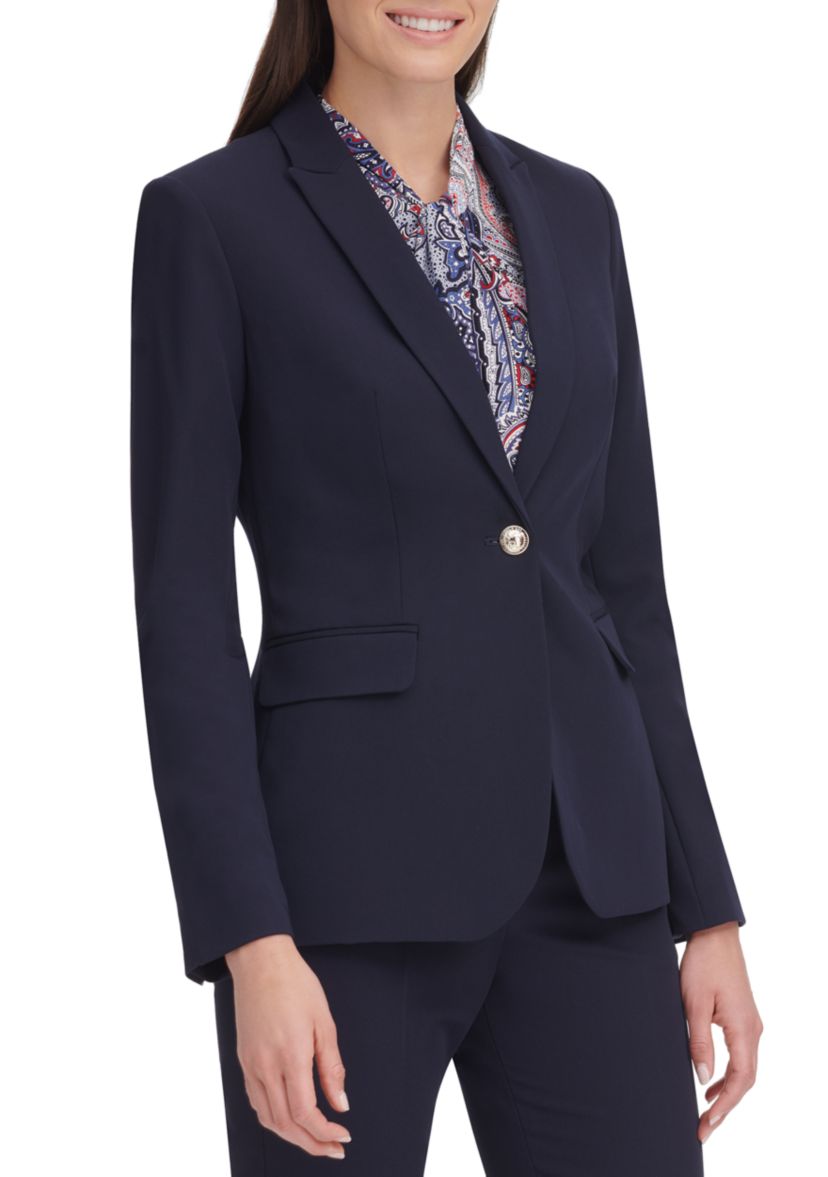 Womens 1 Button Twill Suit Jacket