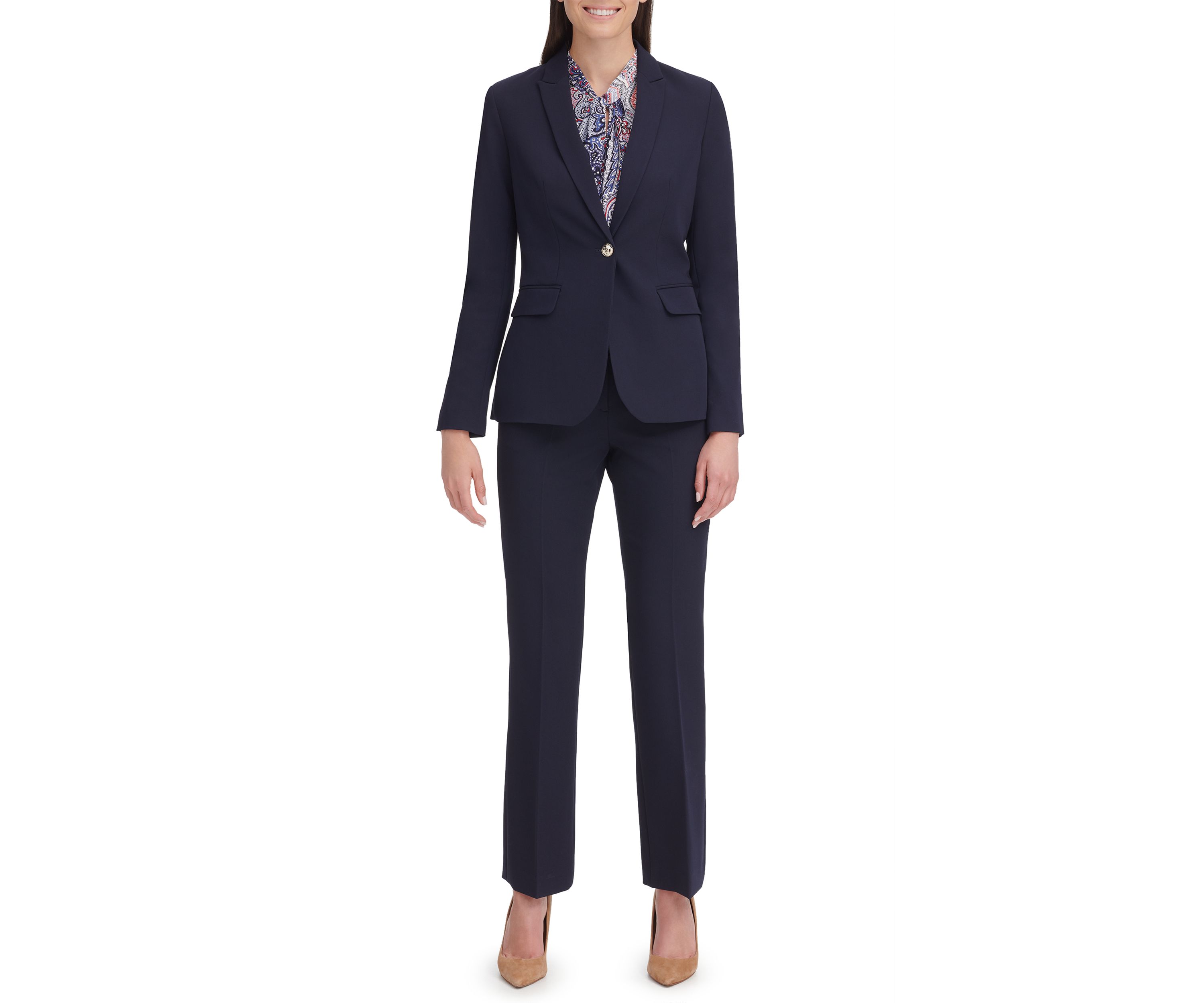 Womens 1 Button Twill Suit Jacket