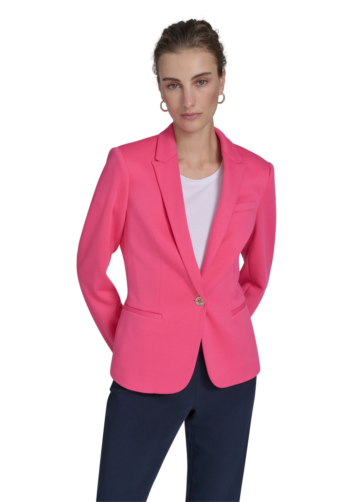 Womens Textured One Button Blazer