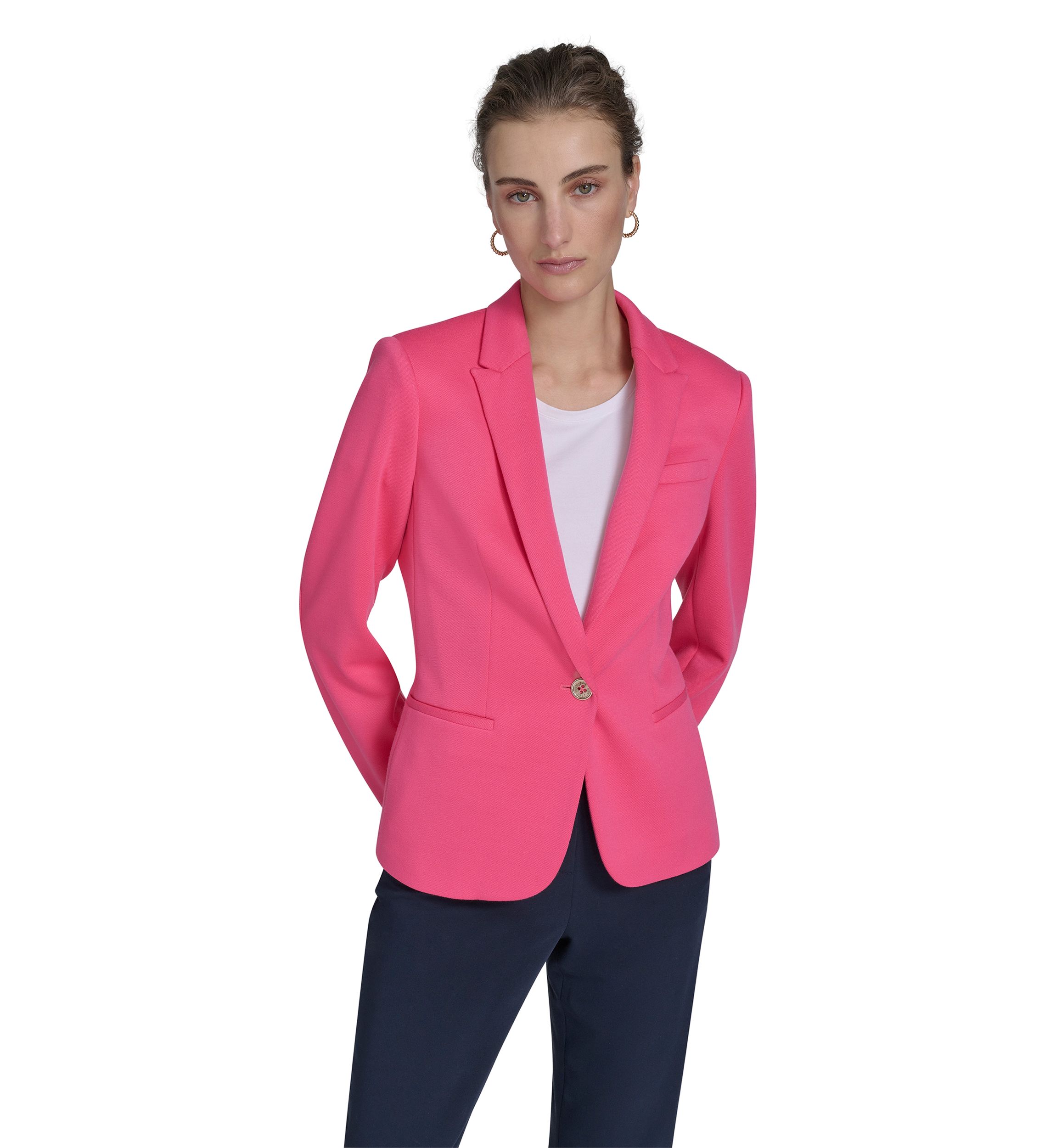 Womens Textured One Button Blazer