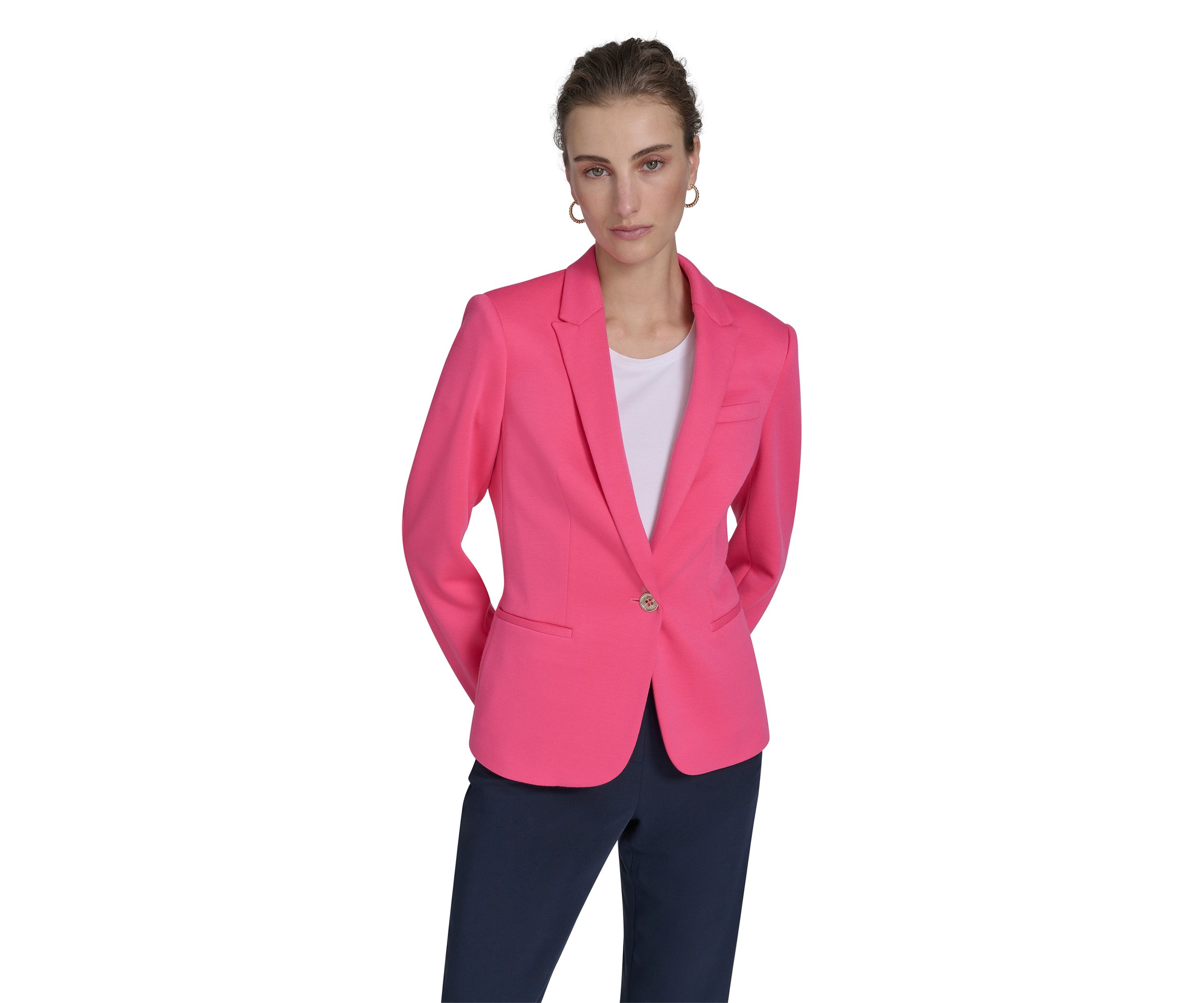 Womens Textured One Button Blazer