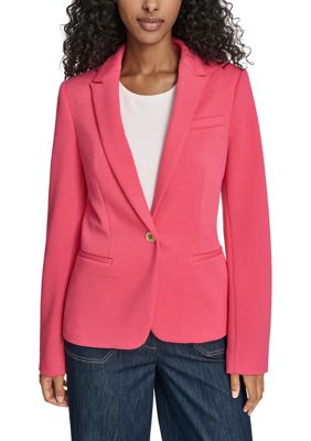 Tommy Hilfiger Women's Textured One Button Blazer, Pink, 8