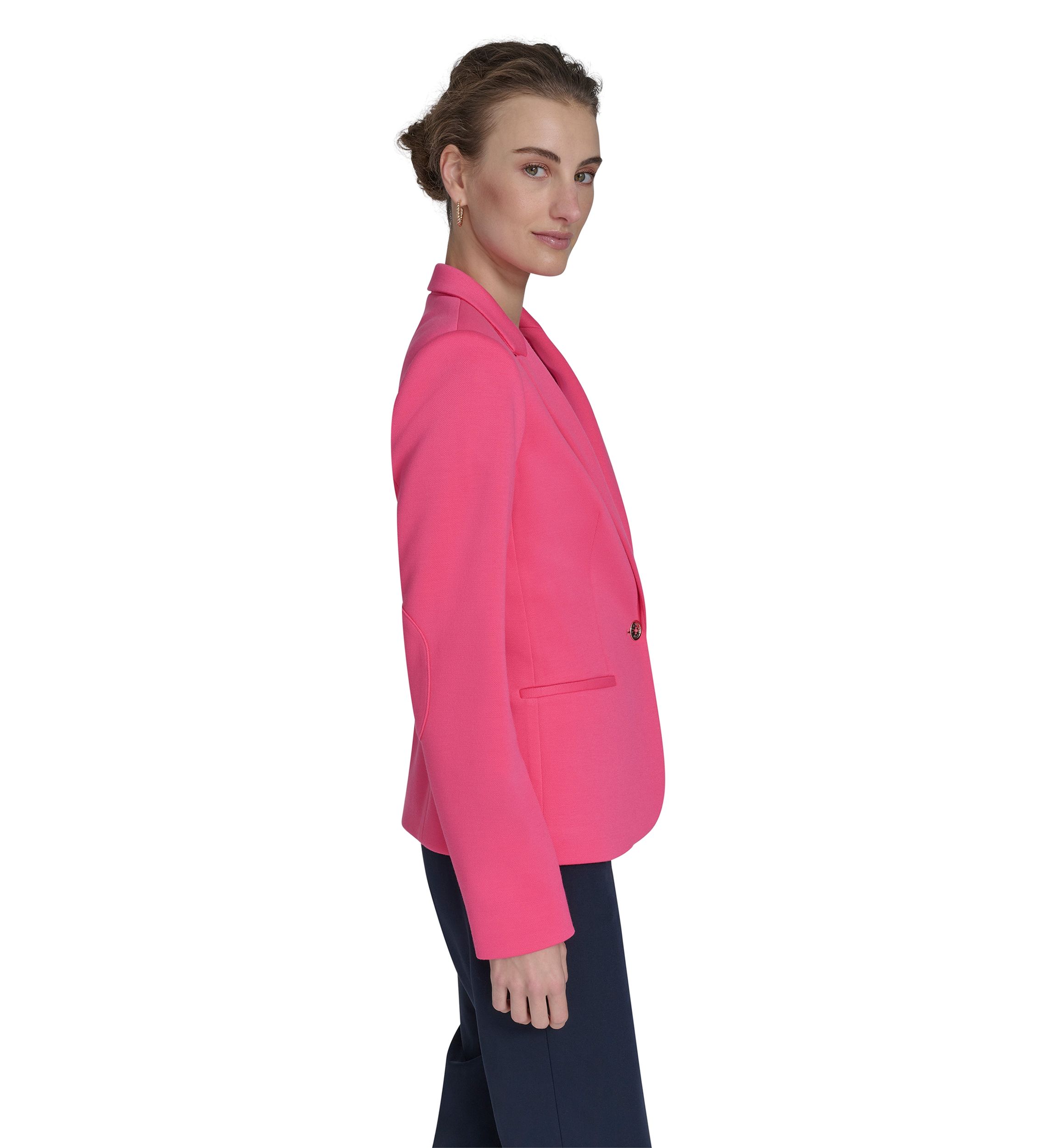 Womens Textured One Button Blazer