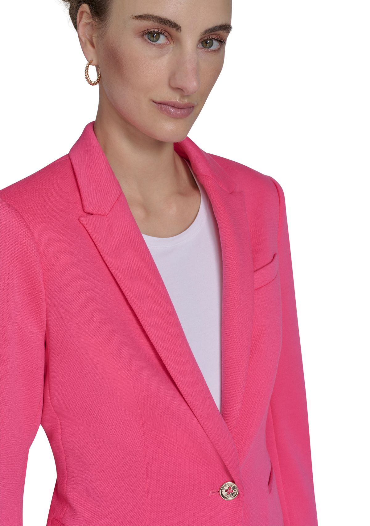 Womens Textured One Button Blazer