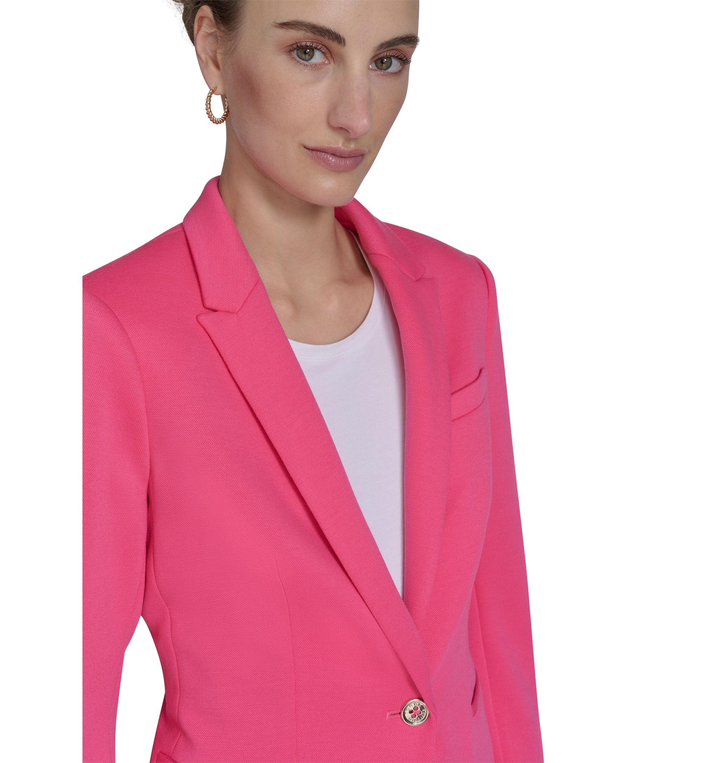 Womens Textured One Button Blazer