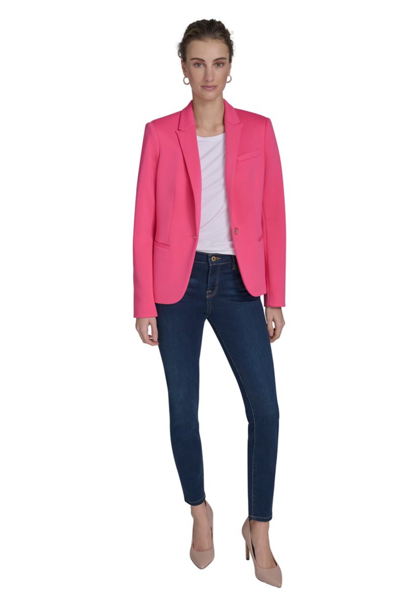 Womens Textured One Button Blazer