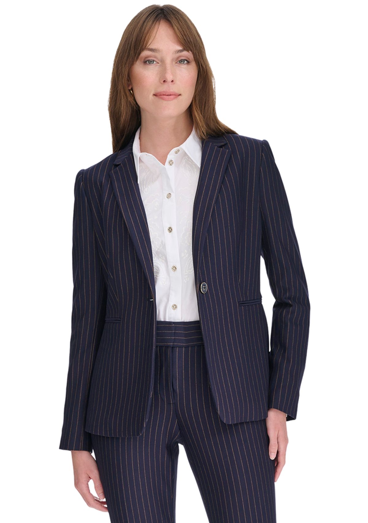 Womens Slim Fit Pinstripe Blazer