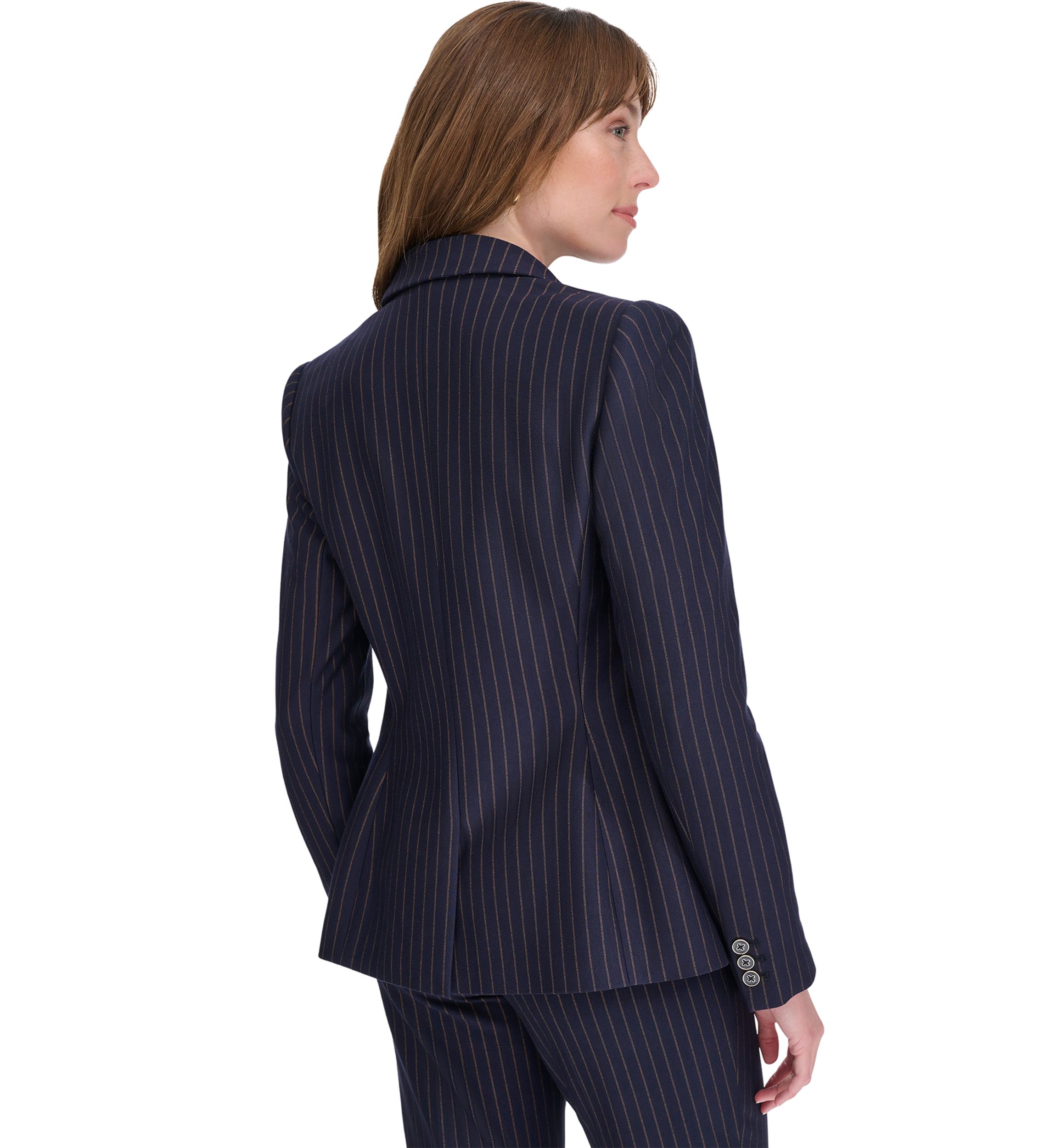 Womens Slim Fit Pinstripe Blazer