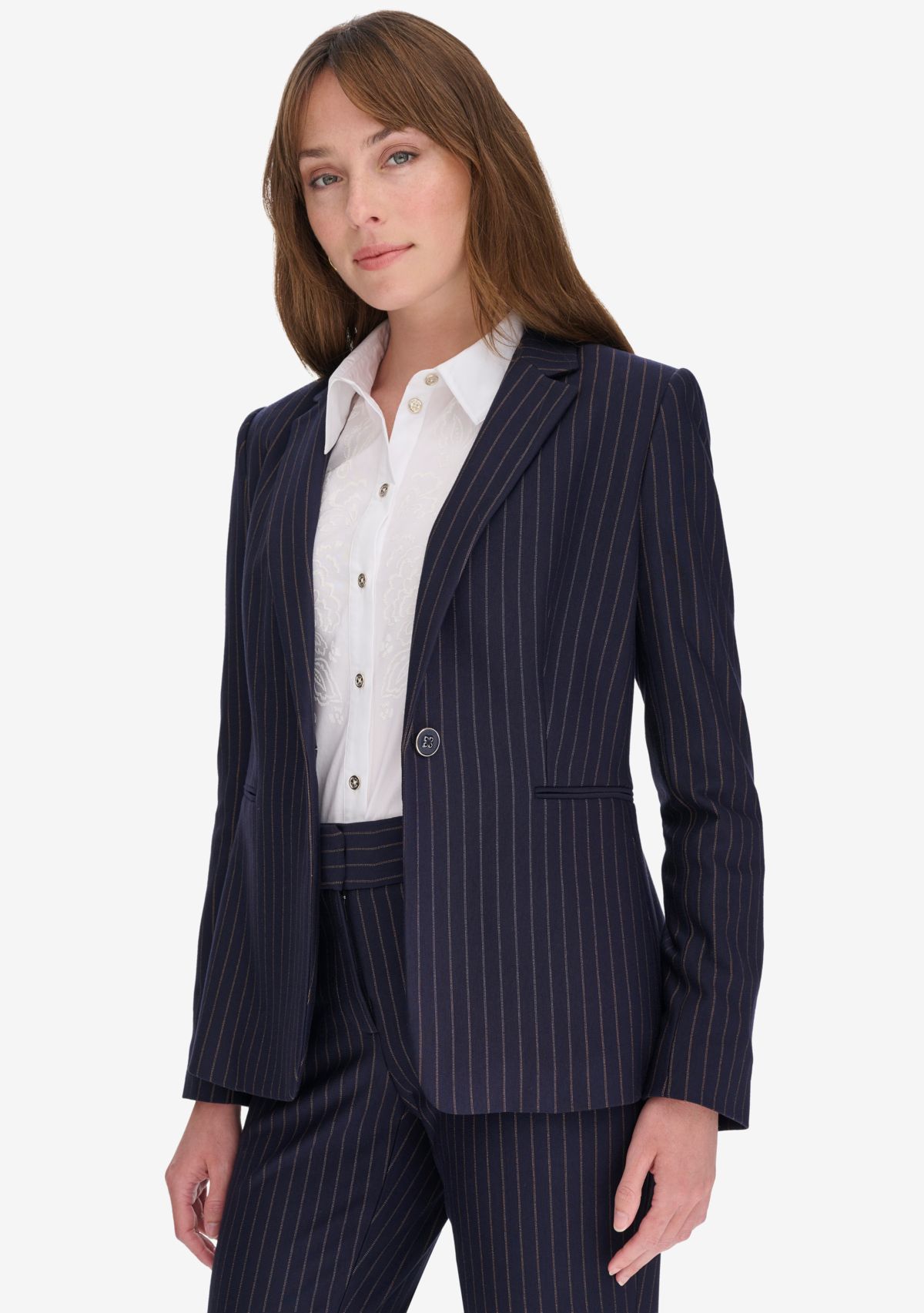 Womens Slim Fit Pinstripe Blazer