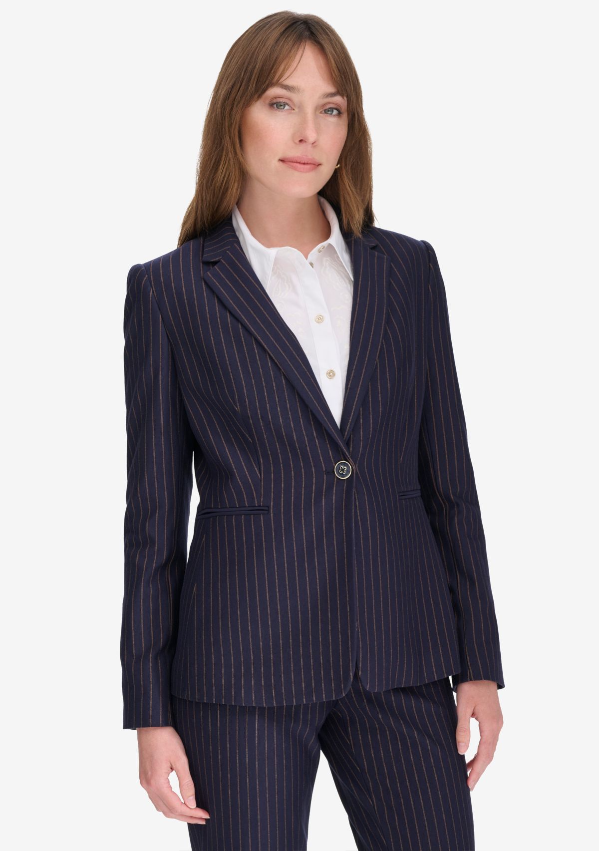 Womens Slim Fit Pinstripe Blazer