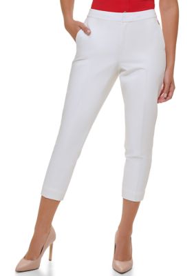Tommy Hilfiger Women's Cropped Sloane Pants, Ivory, 2