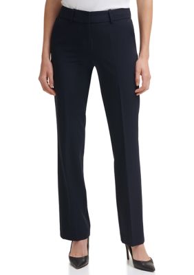 Buy Anne Klein women solid flare dress pants black Online