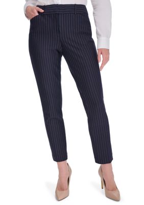 Tommy Hilfiger Women's Slim Fit Pin Stripe Ankle Pants