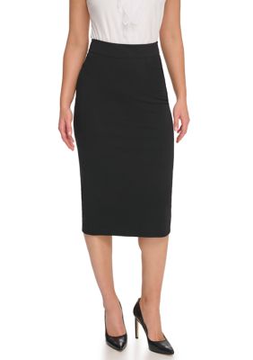 Tommy Hilfiger Women's High Waist Midi Pencil Skirt, Black, 16