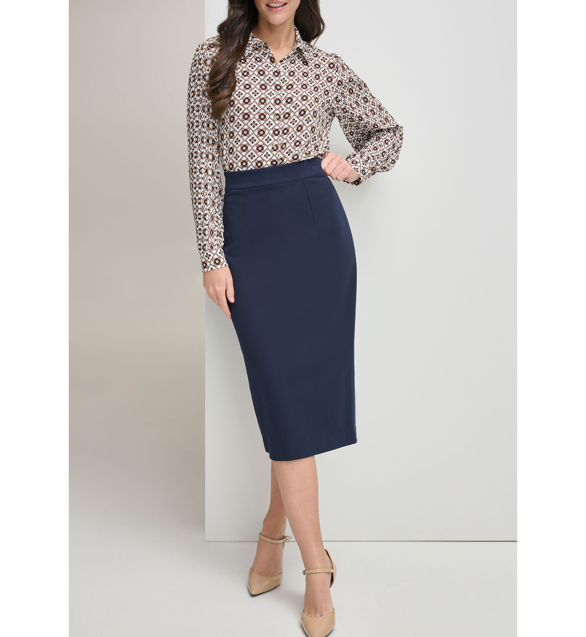 Womens High Waist Midi Pencil Skirt