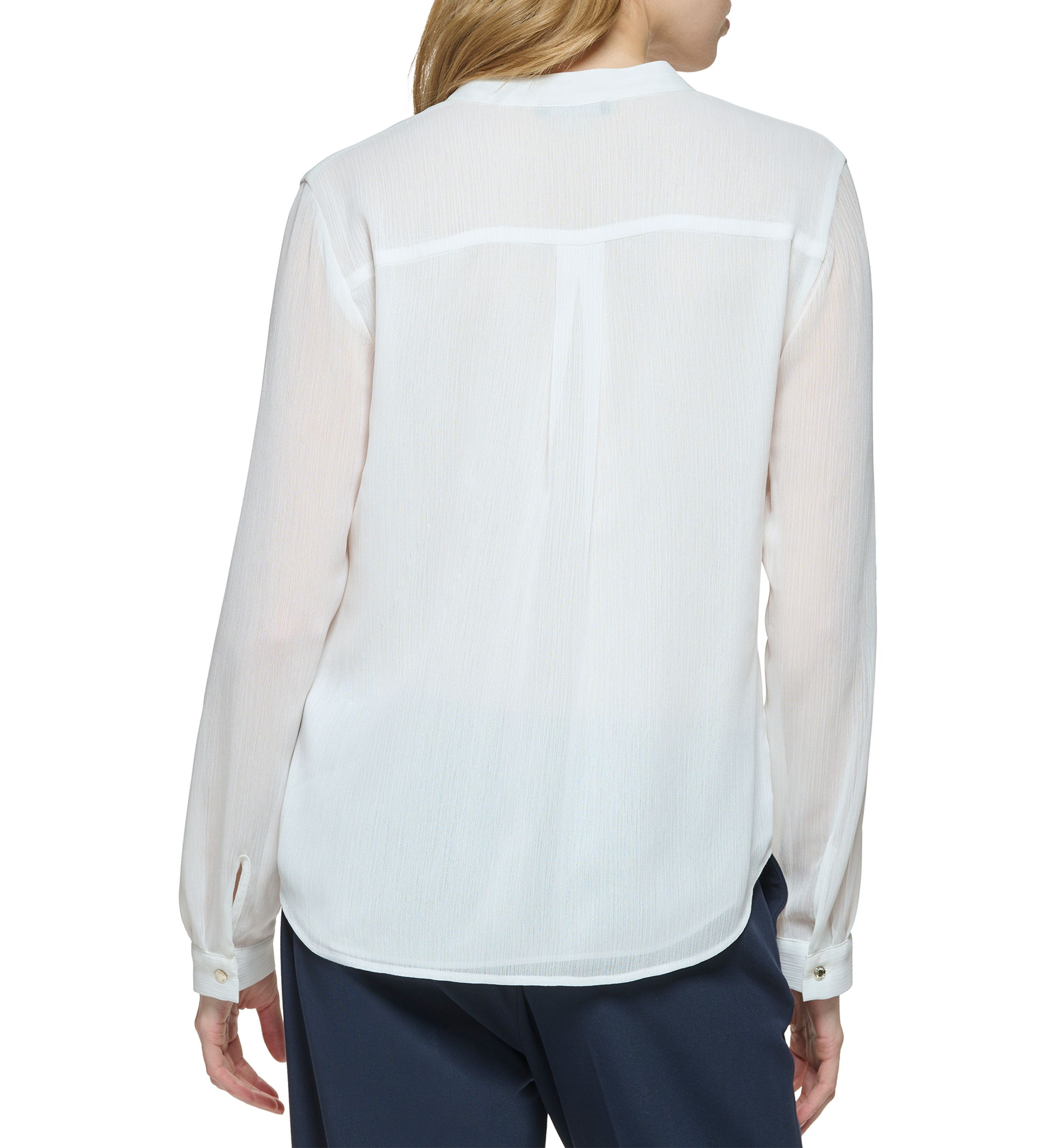 Womens Long Sleeve Ruffle Solid Top