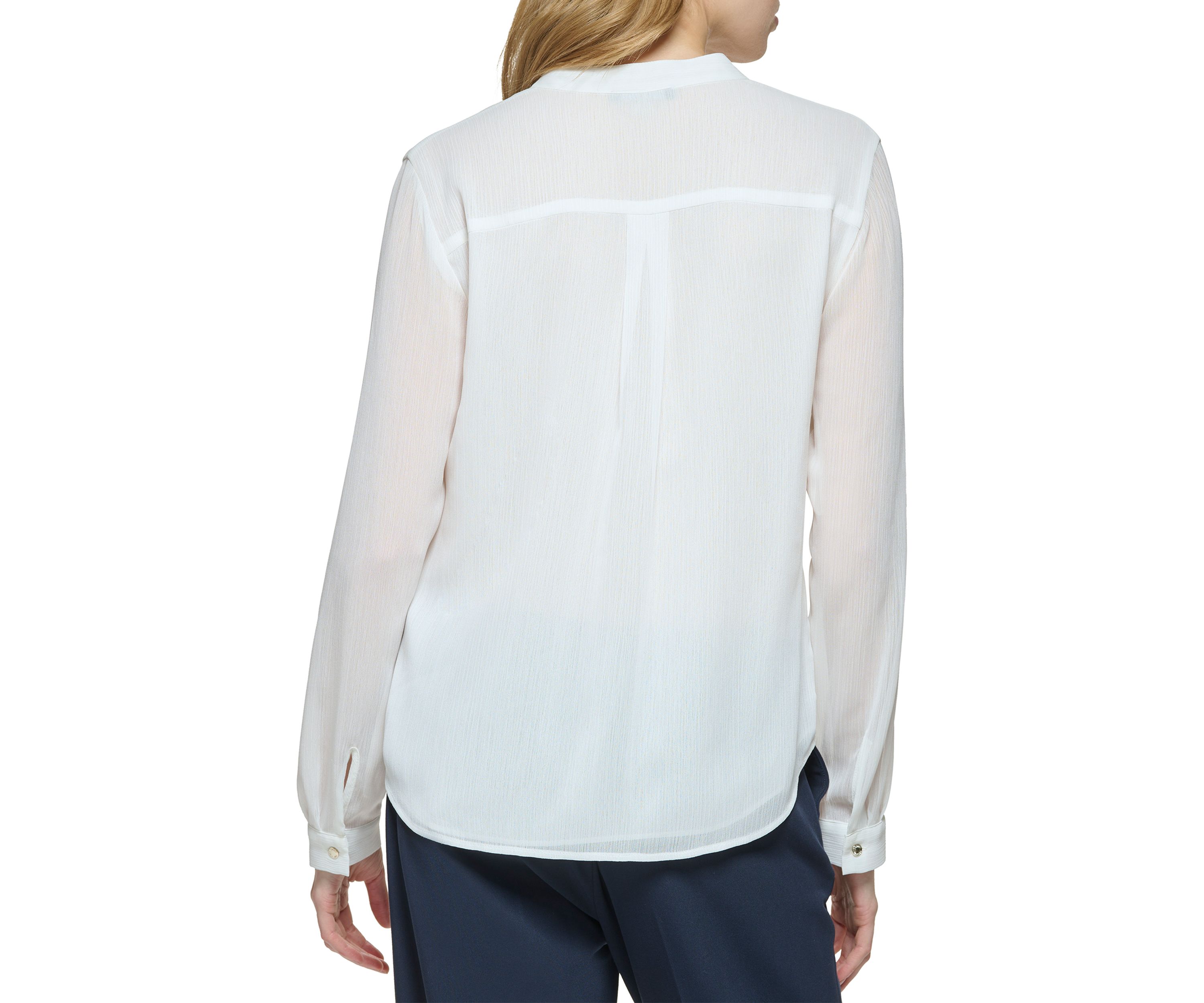 Womens Long Sleeve Ruffle Solid Top