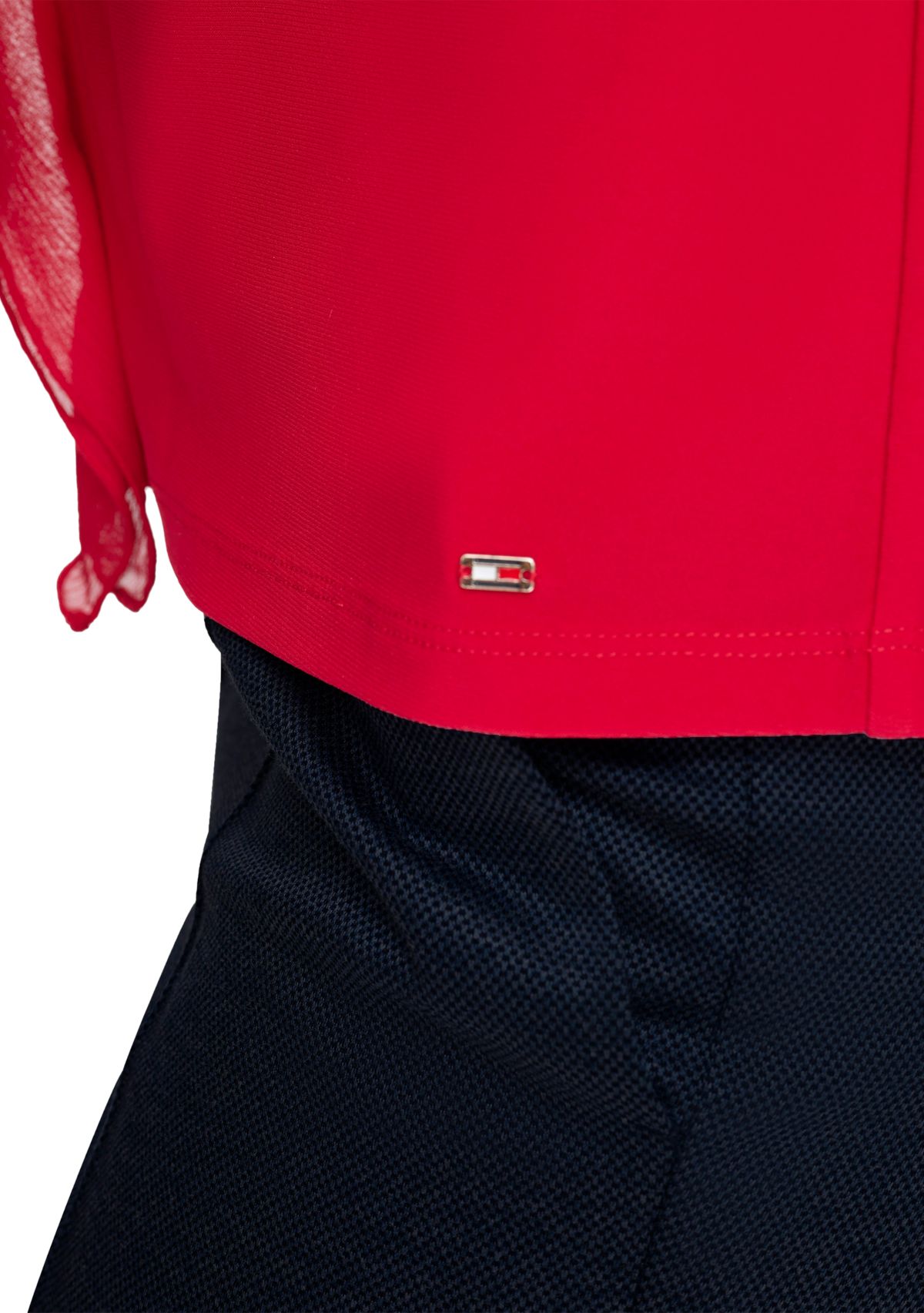 Womens Flutter Sleeve Mixed Media Ruffle Top