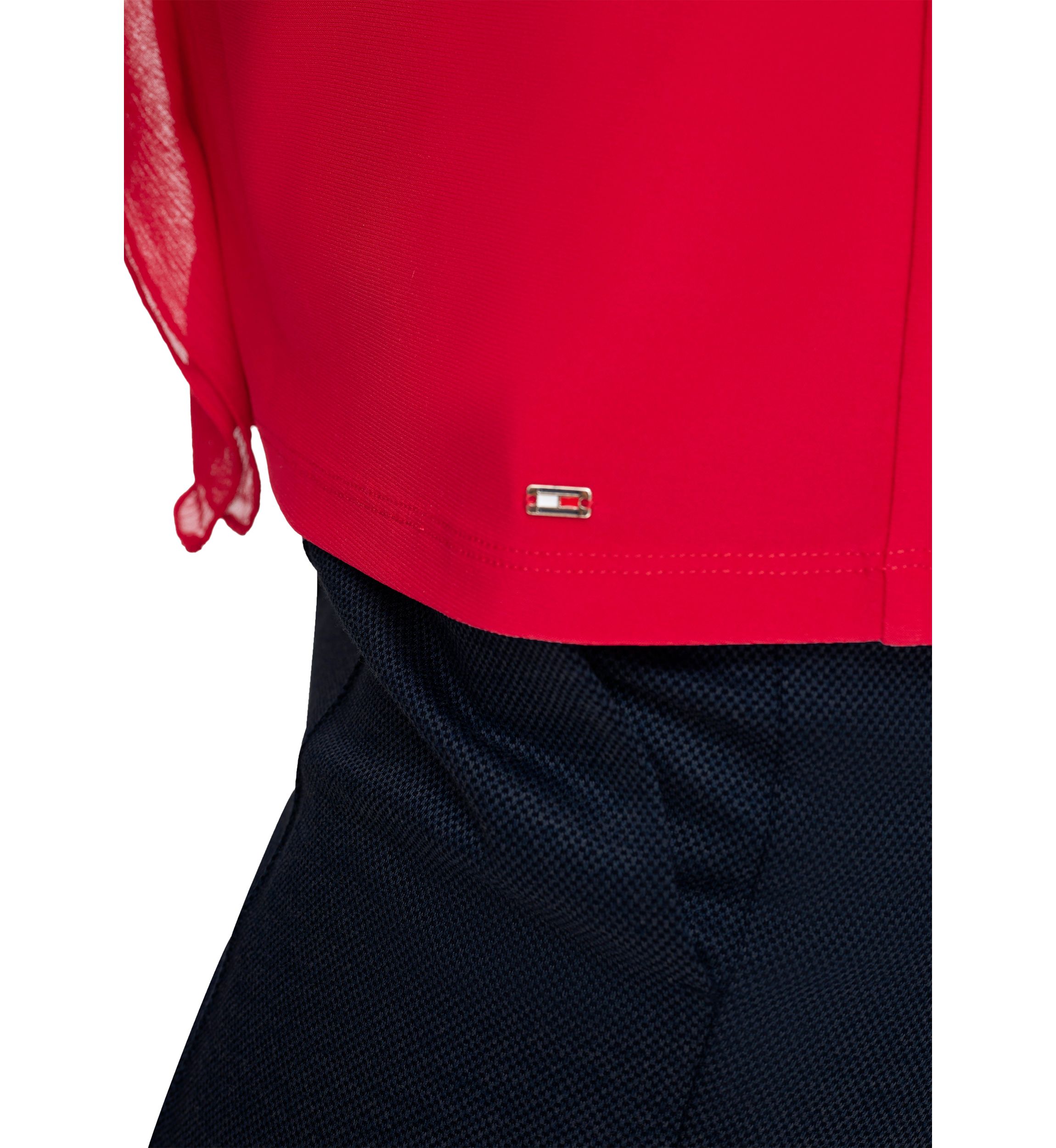 Womens Flutter Sleeve Mixed Media Ruffle Top