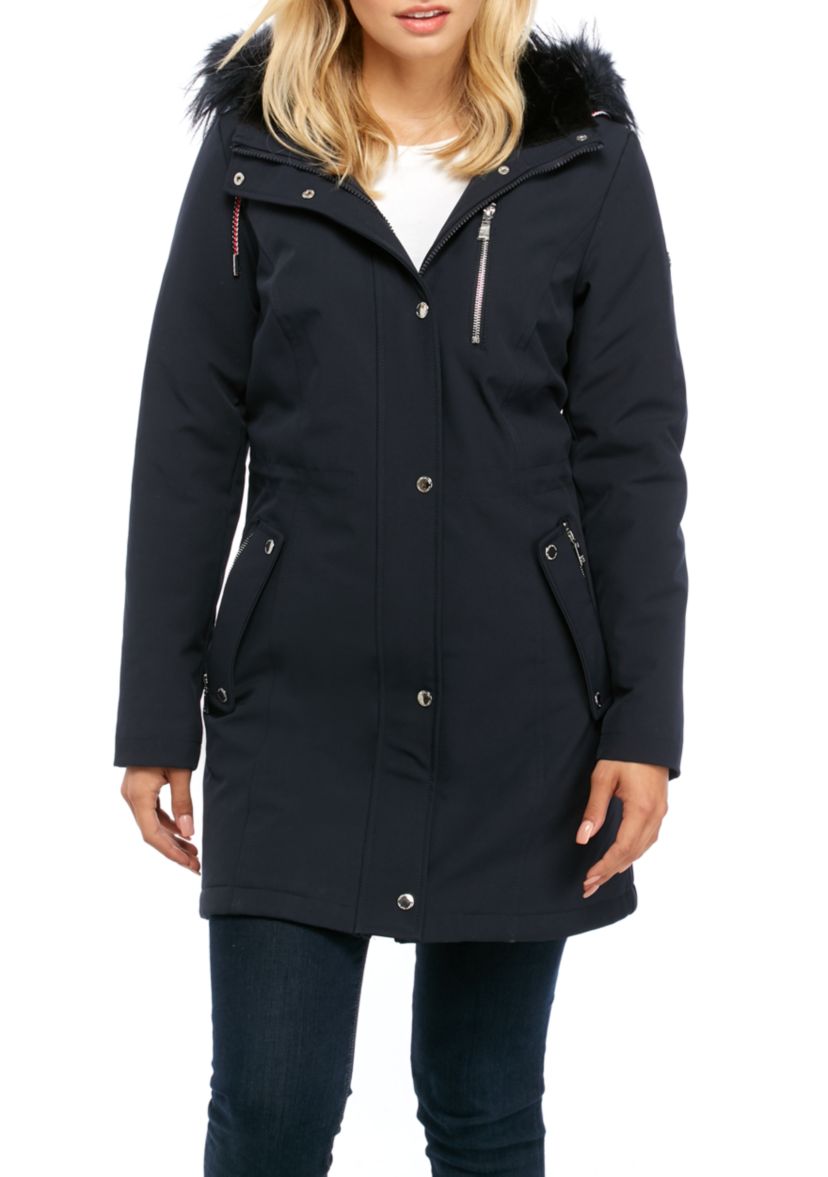 Faux Fur Hooded Soft Shell Coat