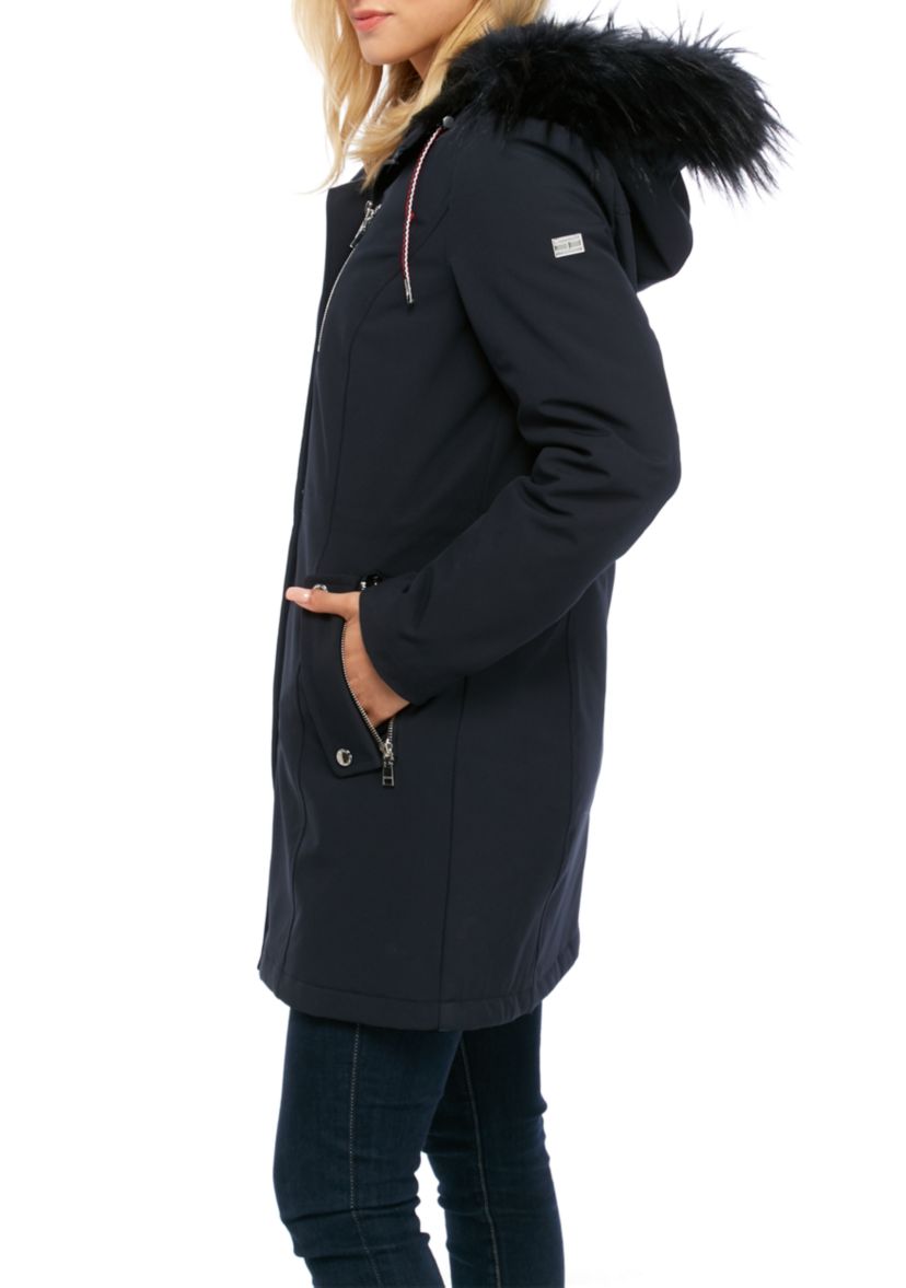 Faux Fur Hooded Soft Shell Coat