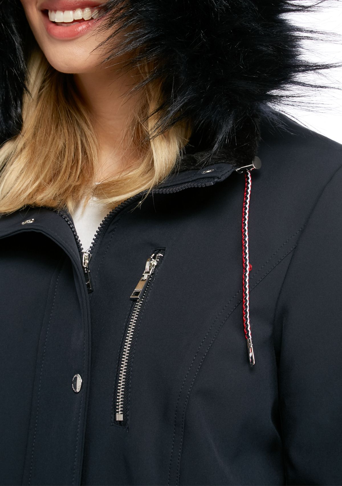 Faux Fur Hooded Soft Shell Coat