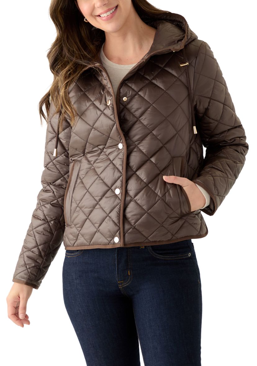 Womens Packable Quilted Jacket with Hood
