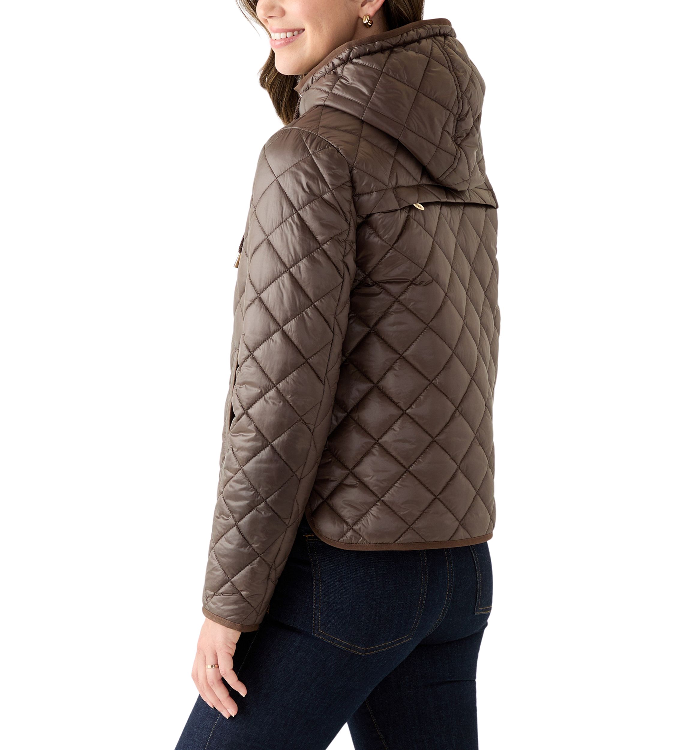 Womens Packable Quilted Jacket with Hood