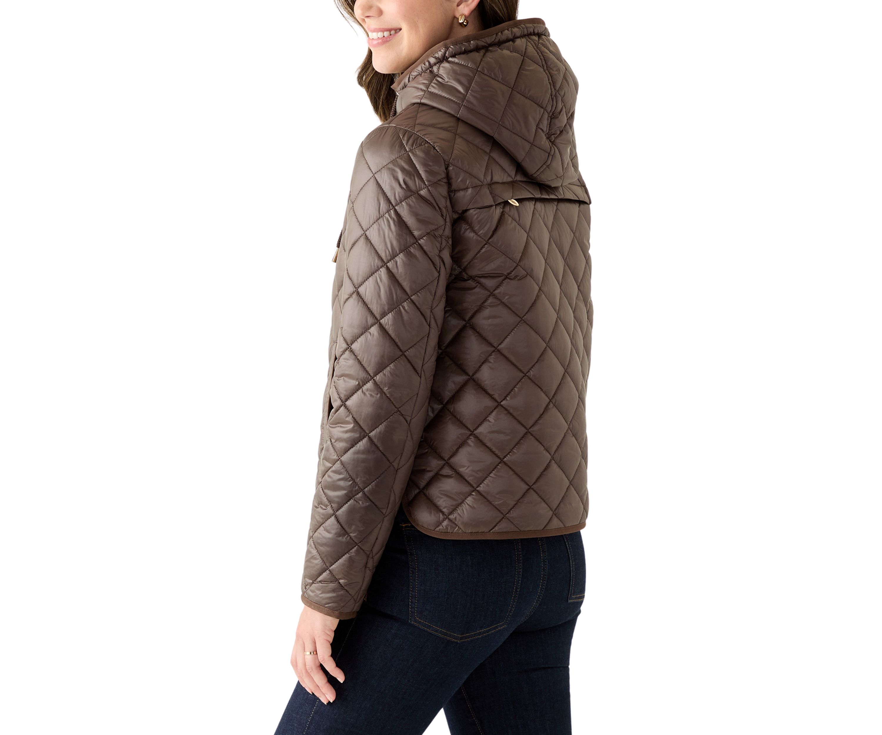 Womens Packable Quilted Jacket with Hood