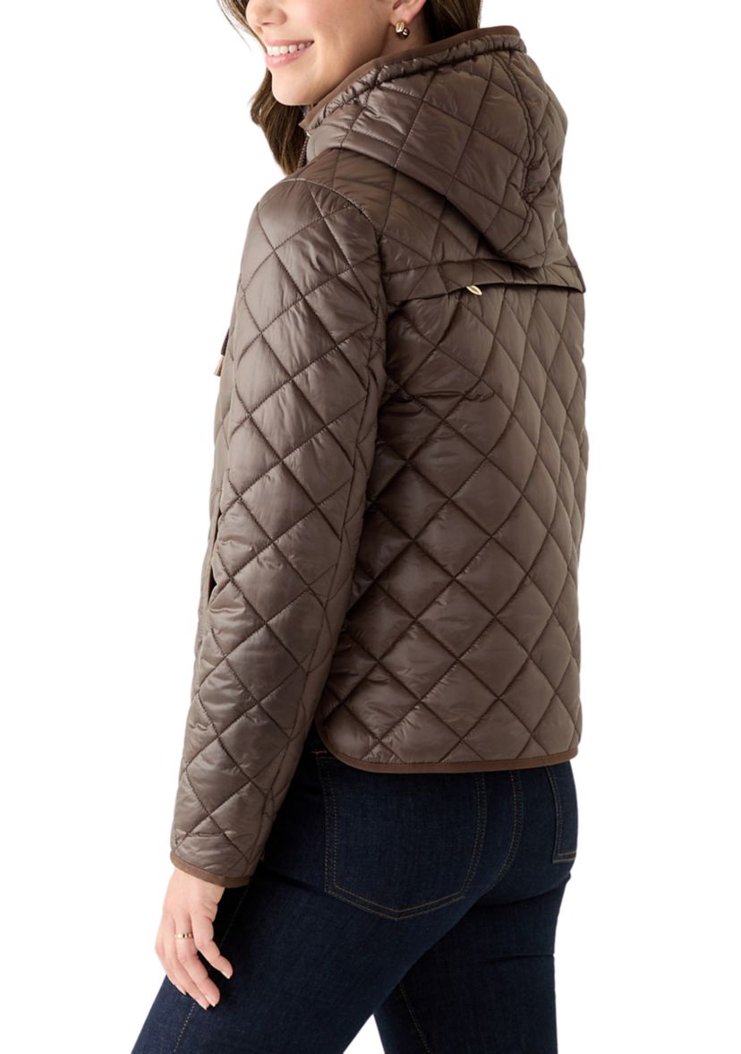 Womens Packable Quilted Jacket with Hood