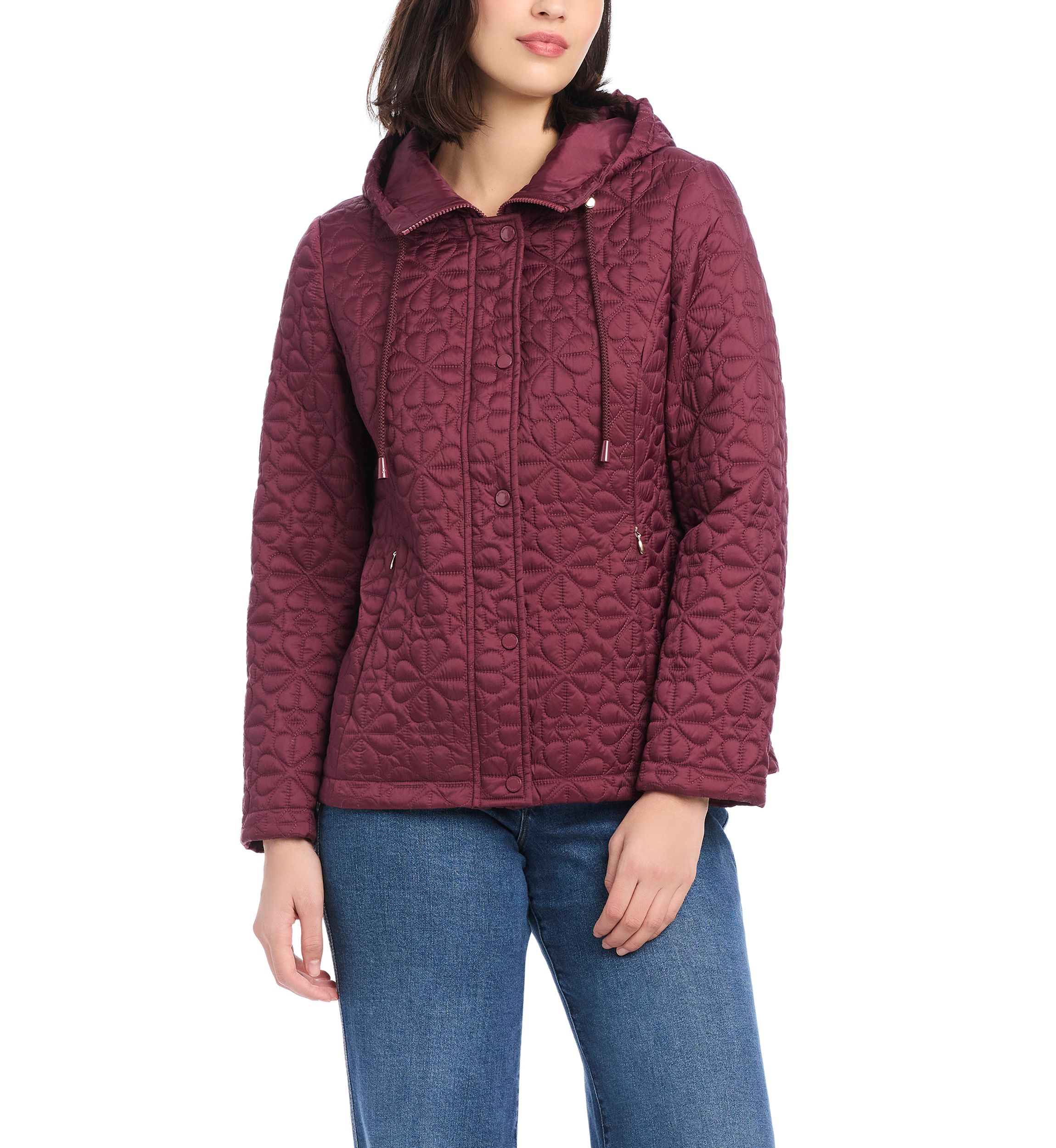 Womens Short Spade Flower Quilted Jacket