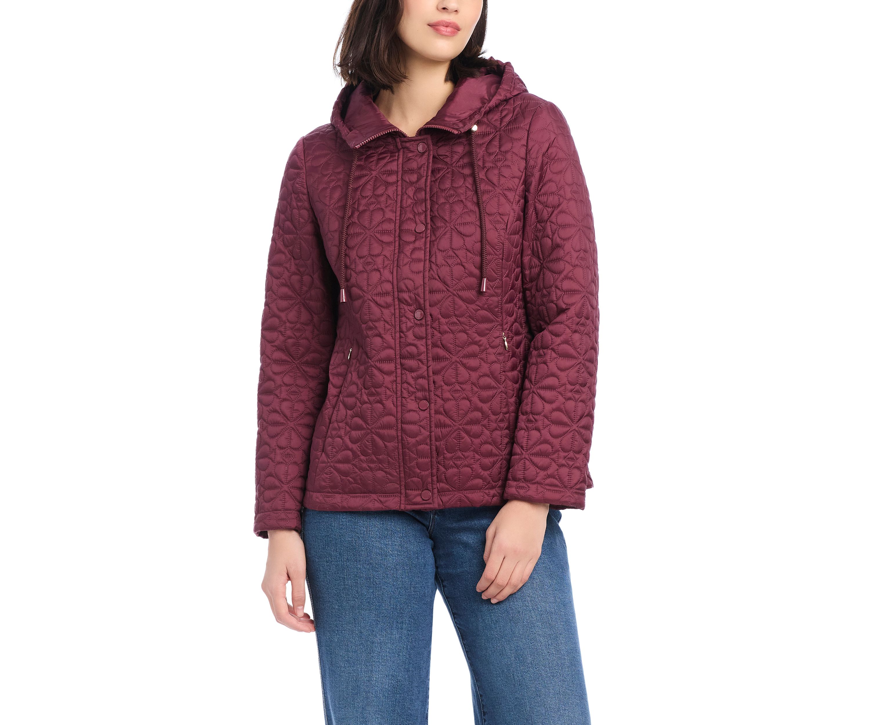 Womens Short Spade Flower Quilted Jacket