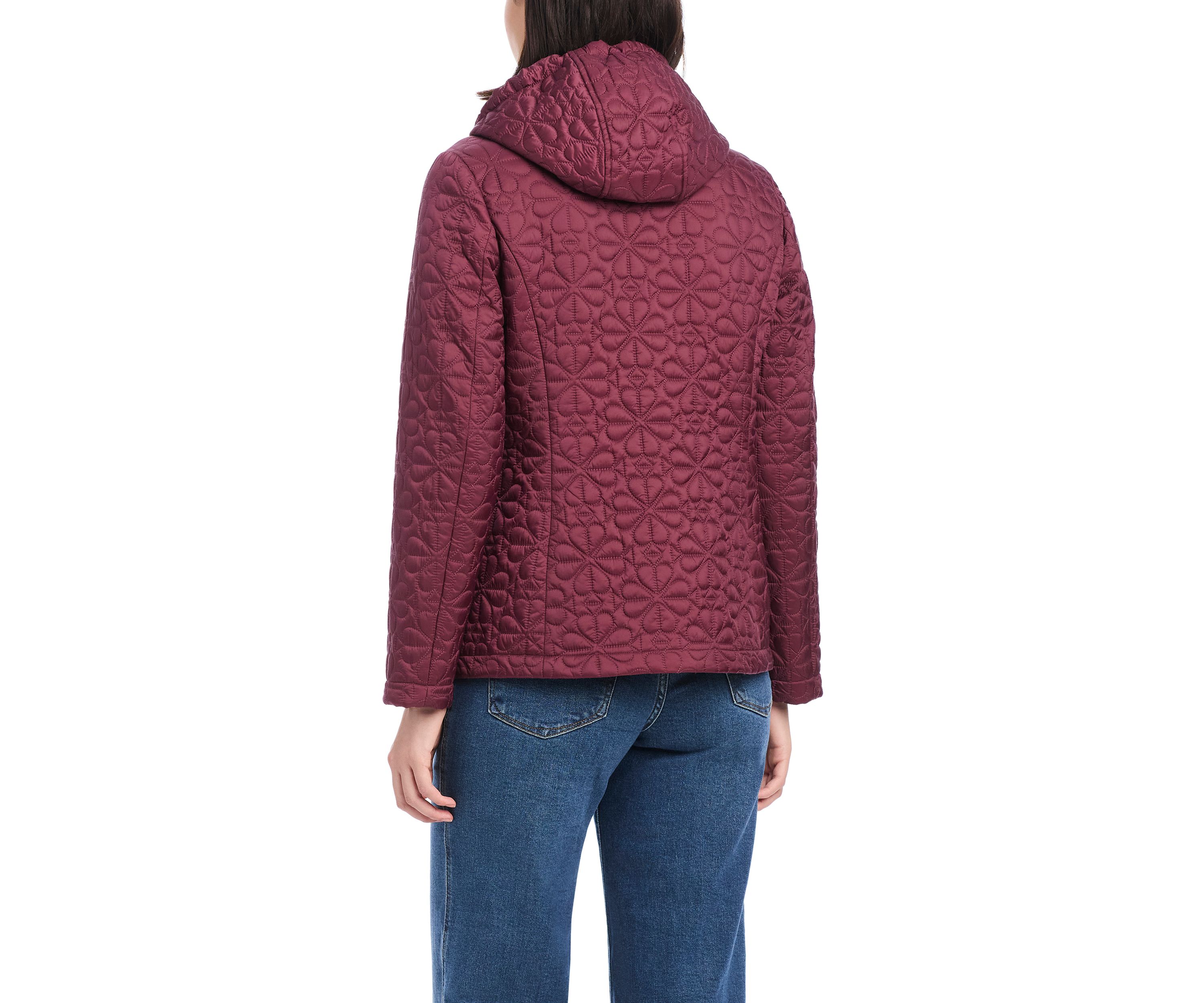 Womens Short Spade Flower Quilted Jacket