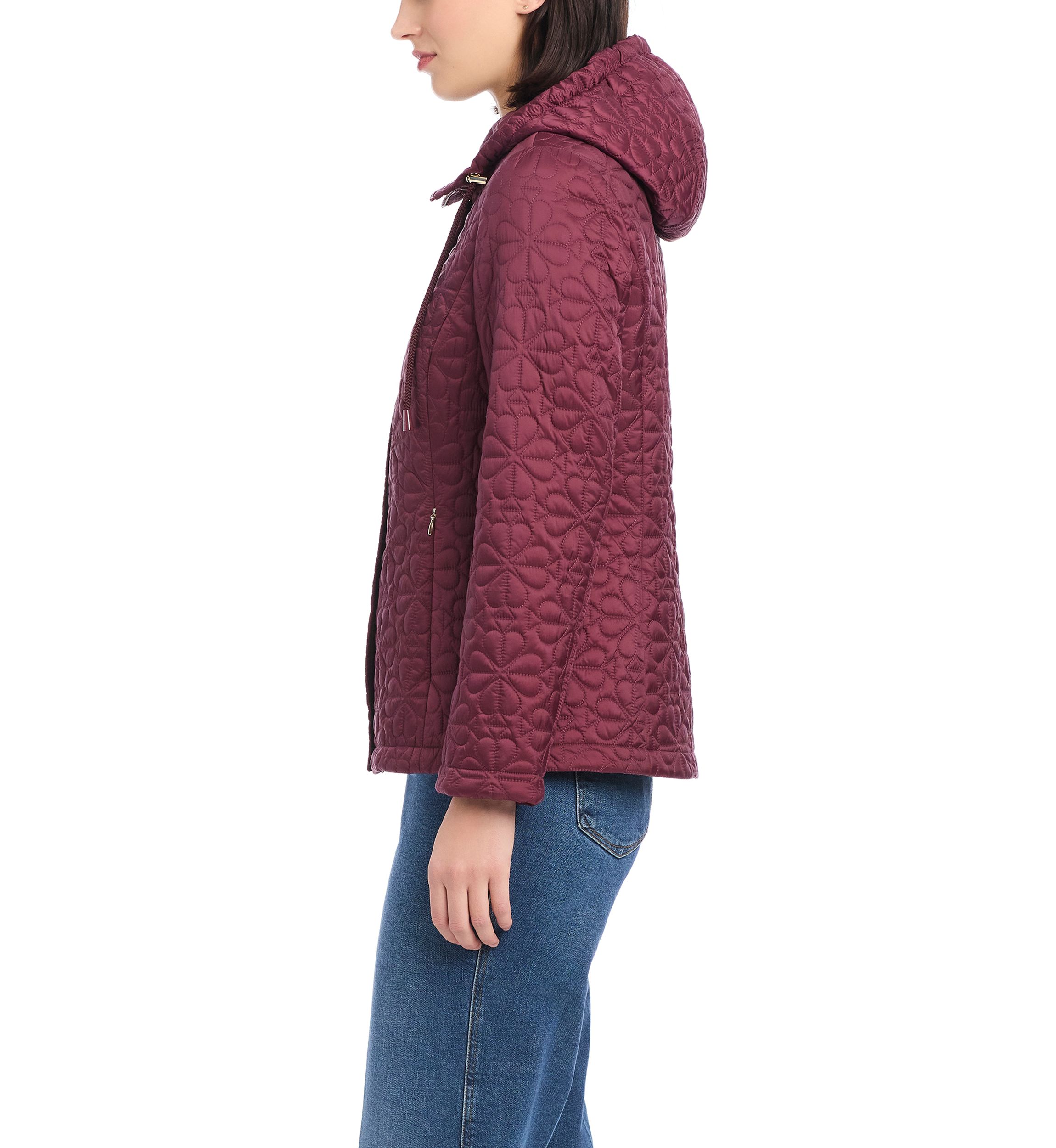 Womens Short Spade Flower Quilted Jacket