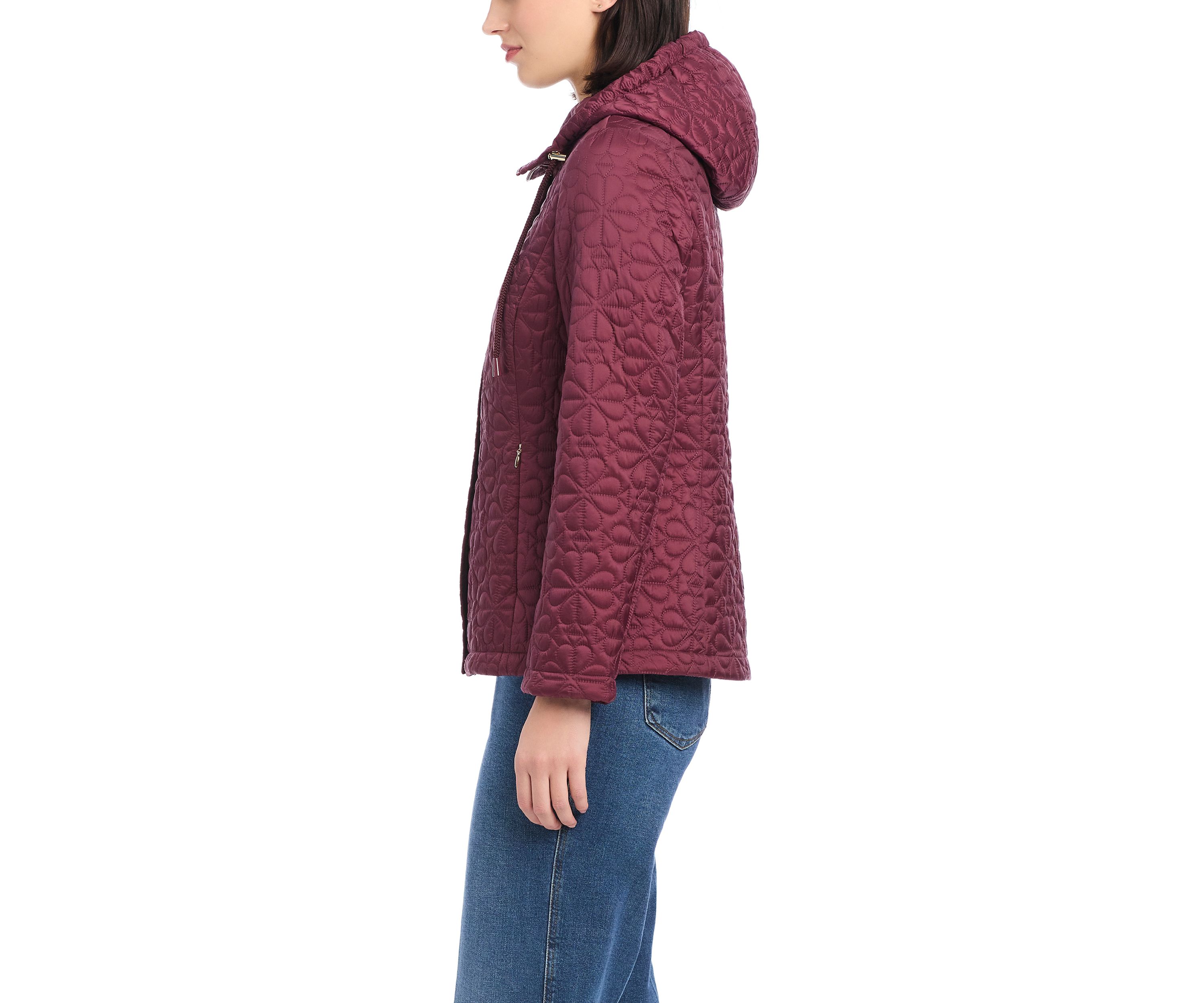 Womens Short Spade Flower Quilted Jacket