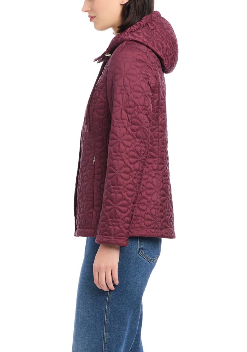 Womens Short Spade Flower Quilted Jacket