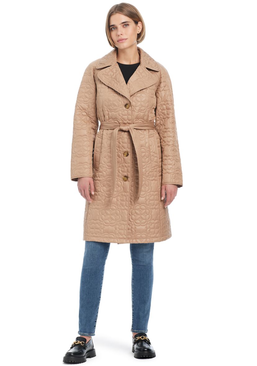 Womens Signature Quilted Trench Coat