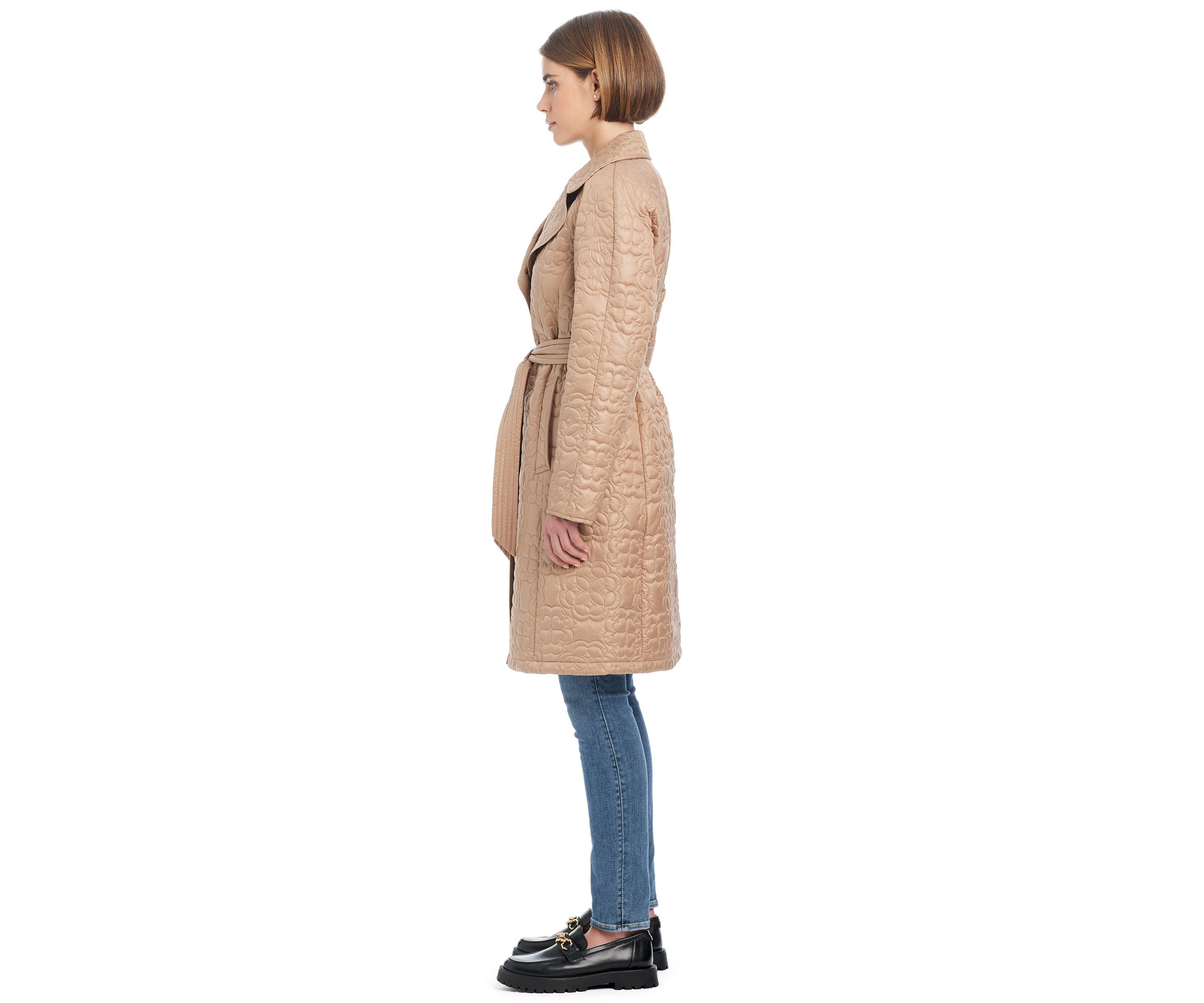 Womens Signature Quilted Trench Coat
